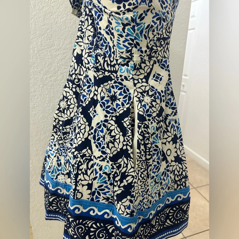 Avec Les Filles Sweetheart Neck Mini Sundress in Blue and White size 8 - Picture 7 of 13